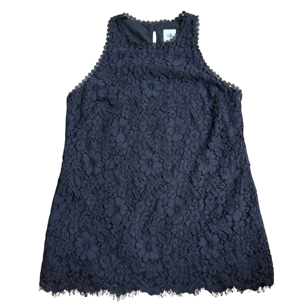 Cabi Black Lace Halter Top Women Size Small Chic Party Feminine Minimalist